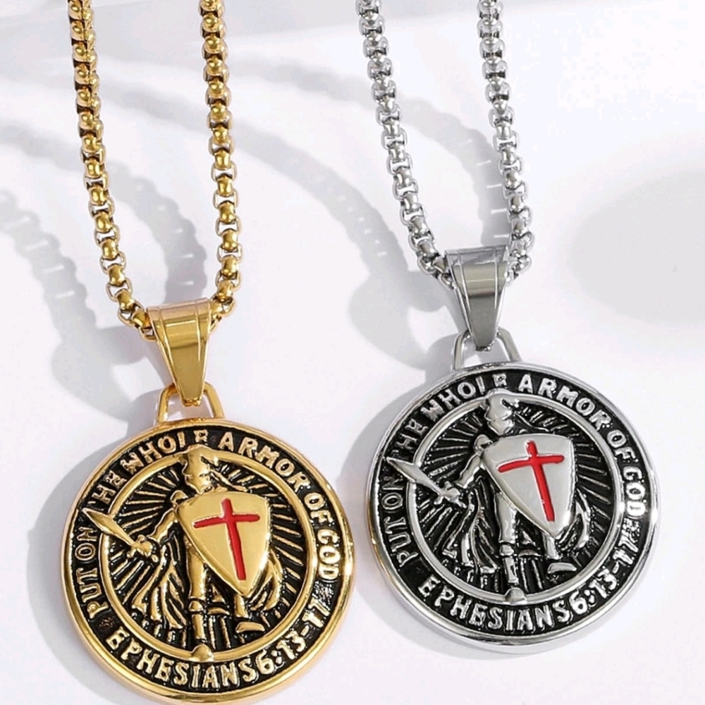 Knights Templar Armor of God Necklace Ephesians 6:13-17 Stainless Steel